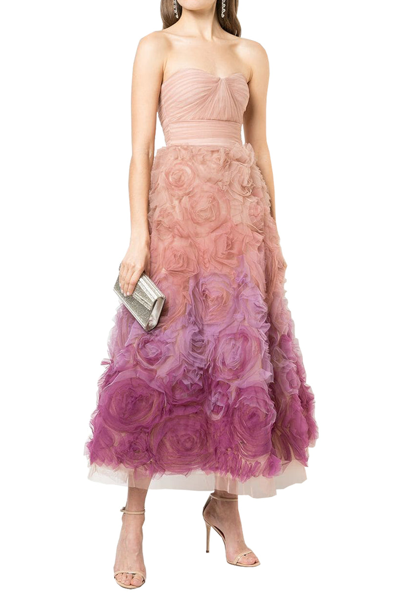 Marchesa notte blush hot sale floral tulle gown