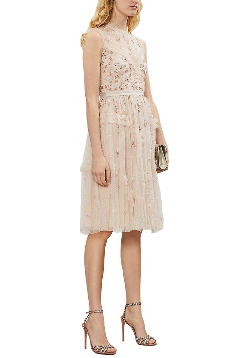 Needle & thread tiered tulle outlet midi dress in pearl